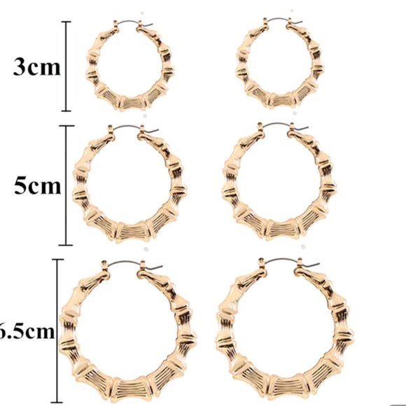 Bamboo Hoop Earrings 3 pack - Picture 3 of 3
